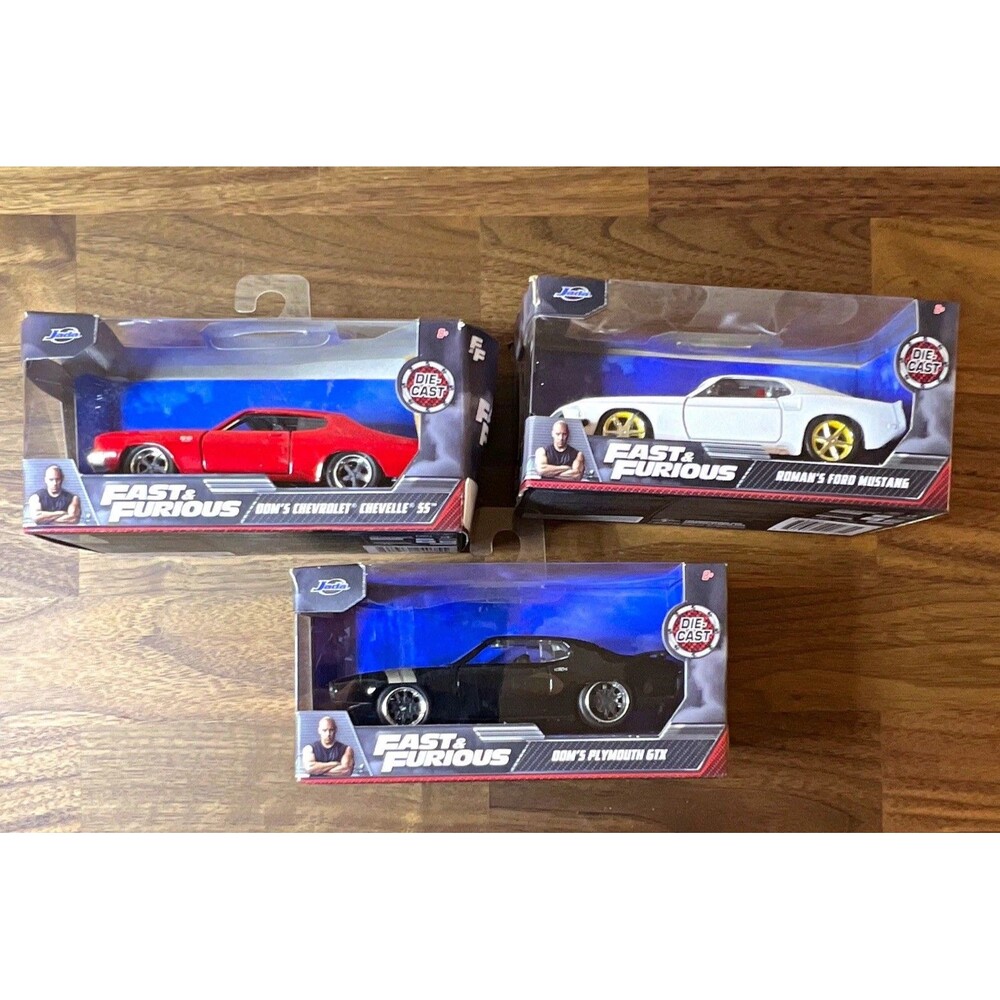 Jada Toys Fast & Furious 1:32 Diecast Cars Lot (3) Chevelle Mustang Plymouth